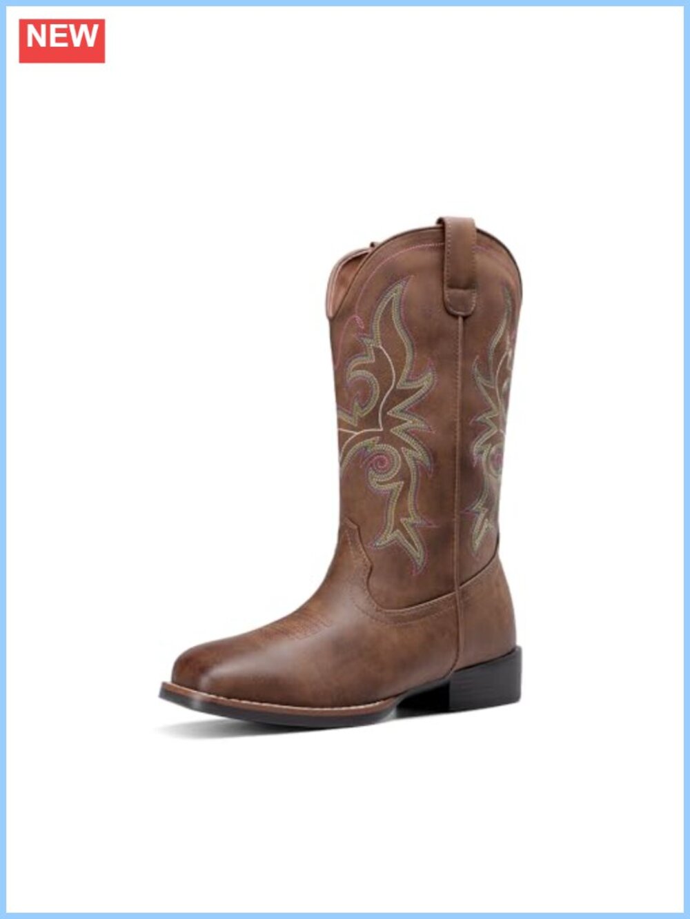 Women's Western Cowboy Boots Square Toe Faux Leather Mid-Calf